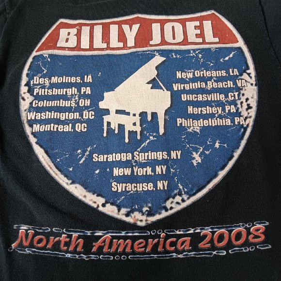 Billy Joel North American Tour 2008 Medium T Shirt Black Dates Piano Band Music - Picture 4 of 12